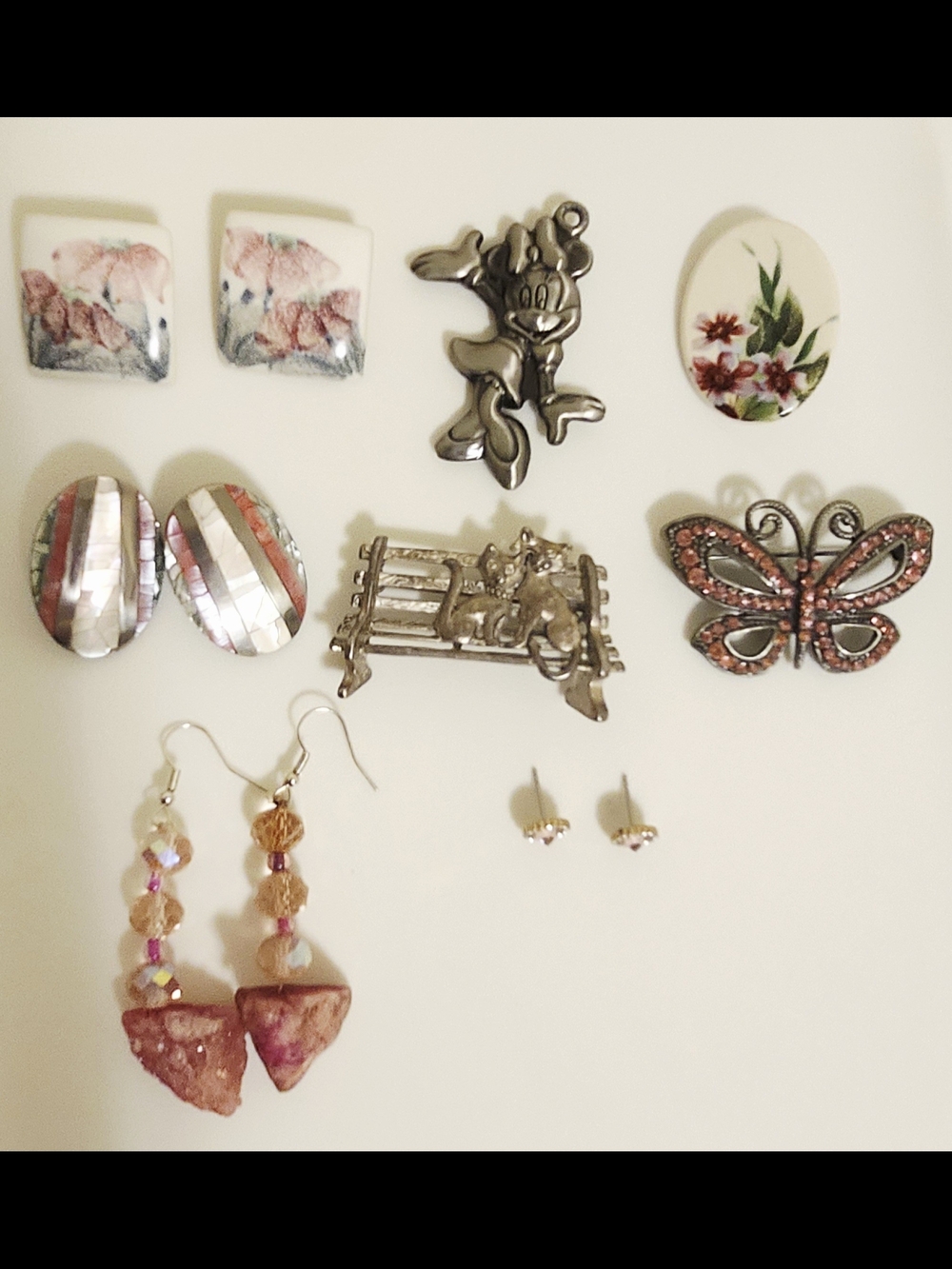 Pink And Silver Tone Jewelry Lot - Vintage-Modern (Includes Disney And Fossil)
